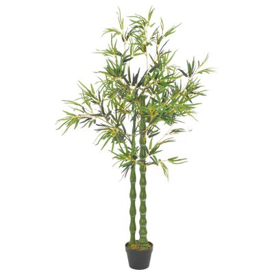 vidaXL Изкуствено растение бамбук със саксия, зелено, 160 см
