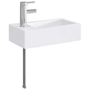 vidaXL Мивка за баня с кран и отвод Хром 45,5 x 25,5 x 13 см Керамика