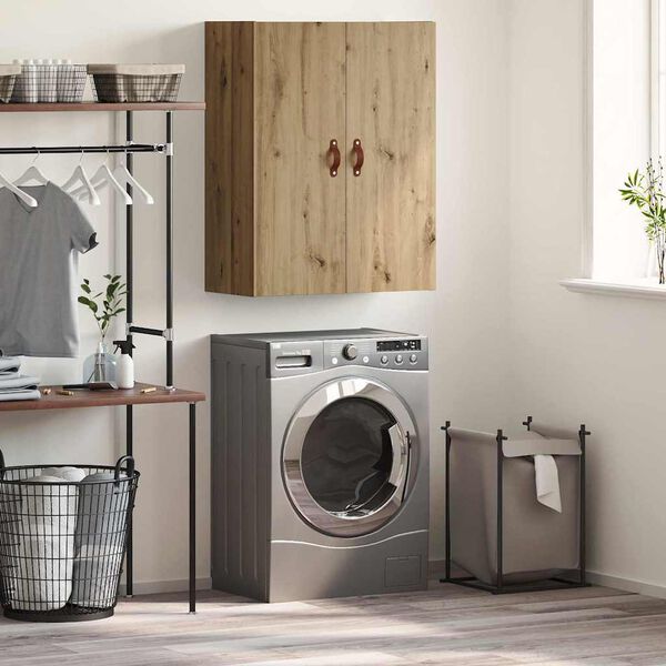 vidaXL Стенен шкаф Кафяво 69.5 x 34 x 90 см Инженерно дърво