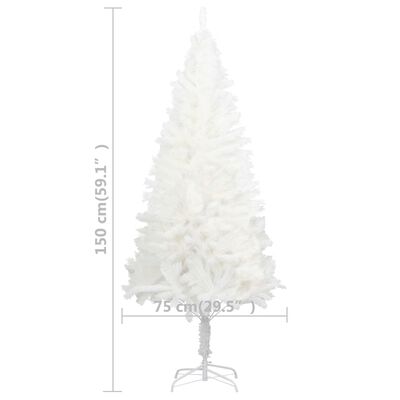 vidaXL Изкуствено коледно дърво, реалистични иглички, бяло, 150 см