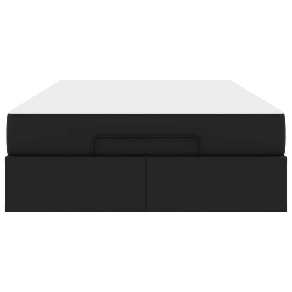 vidaXL Рамка за легло с матрак с матрак 2 pcs Черно ПВЦ