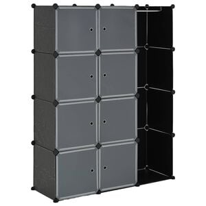 vidaXL Модулен шкаф с 9 отделения, 109x36,5x143 см, черно и бяло