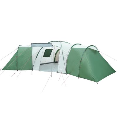 vidaXL Семейна куполна палатка, 12-местна, зелена, водоустойчива