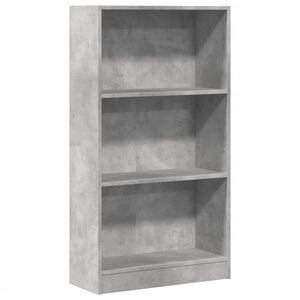 vidaXL Библиотека, бетонно сива, 60x24x109 см, инженерно дърво