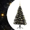 vidaXL Изкуствена коледна елха с подсветка Черно 120 cm ПВЦ