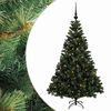vidaXL Изкуствена коледна елха с топки 120 см 150 LED светодиода