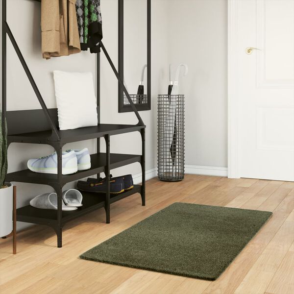vidaXL Килим HUARTE с къс косъм, мек и миещ се, горско зелен 60x110 см
