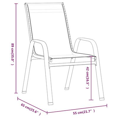 vidaXL Стифиращи градински столове, 2 бр, кафяви, тъкан textilene