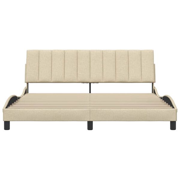 vidaXL Рамка за легло без матрак Hanko, кремава, 180x200 см, плат