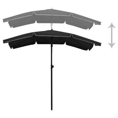 vidaXL Градински чадър с прът, 200x130 см, черен