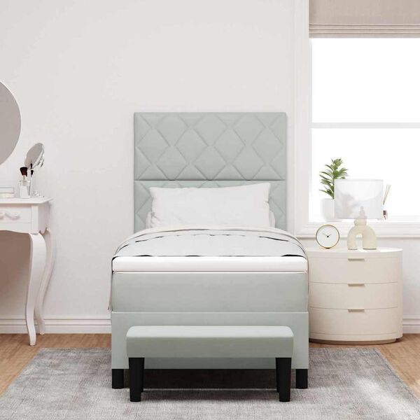 vidaXL Легло с пружинирана основа Светлосиво 100 x 200 cm Кадифе