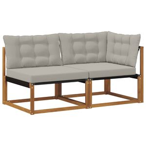 vidaXL Външен среден и ъглов диван с възглавница 2 Брой Естествен