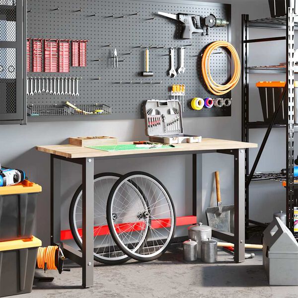 vidaXL Работна маса, 140x60x81,5 см, масивна дървесина дъб