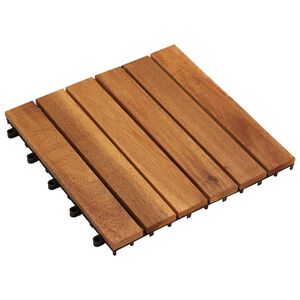 vidaXL Плочка за decking 10 pcs Кафяво 30 x 30 cm Дърво от Акация