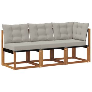 vidaXL Външен среден и ъглов диван с възглавница 3 Брой Естествен