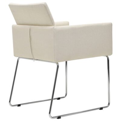 vidaXL Трапезни столове, 6 бр, имитация на лен, бели, текстил
