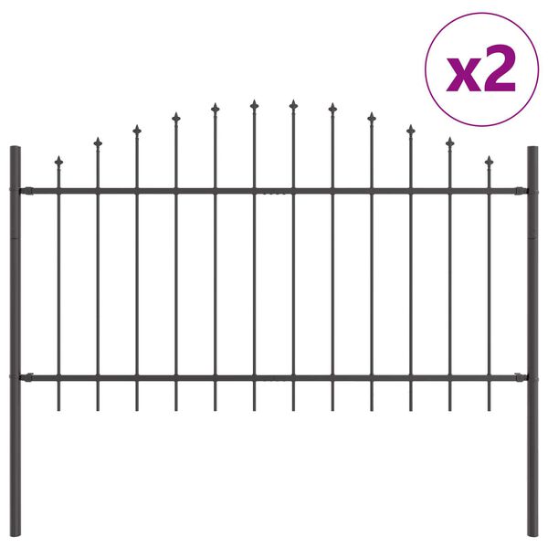 vidaXL Градска ограда 2 pcs Сив 170 x 140 см Прахово боядисана стомана