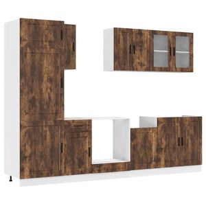 vidaXL Комплект кухненски шкафове от 8 части "Porto" опушен дъб, инженерна дървесина