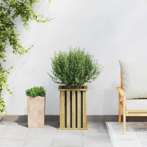 vidaXL Кашпа Кафяво 33 x 33 x 45 см Импрегнирана борова дървесина