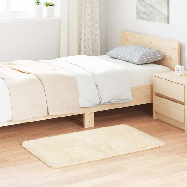 vidaXL Шаги килим с дълъг косъм, NAVARRA, кремав, 60x100 см, полиестер