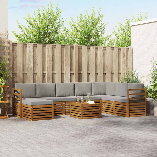 vidaXL Комплекти дивани с възглавница 9 pcs Естествено и светло сиво