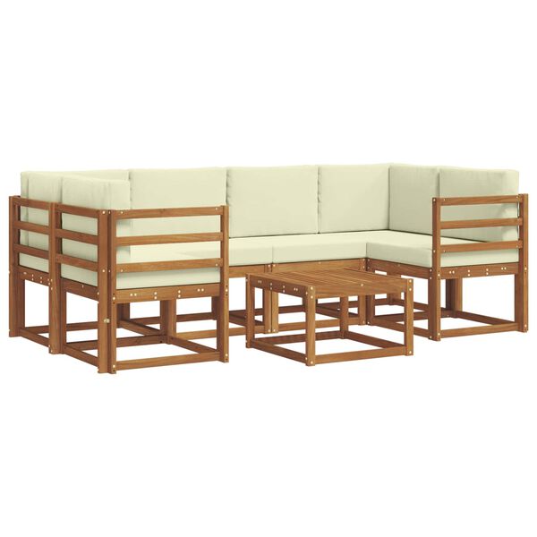 vidaXL Комплект дивани за открито 7 pcs Натурален и Крема