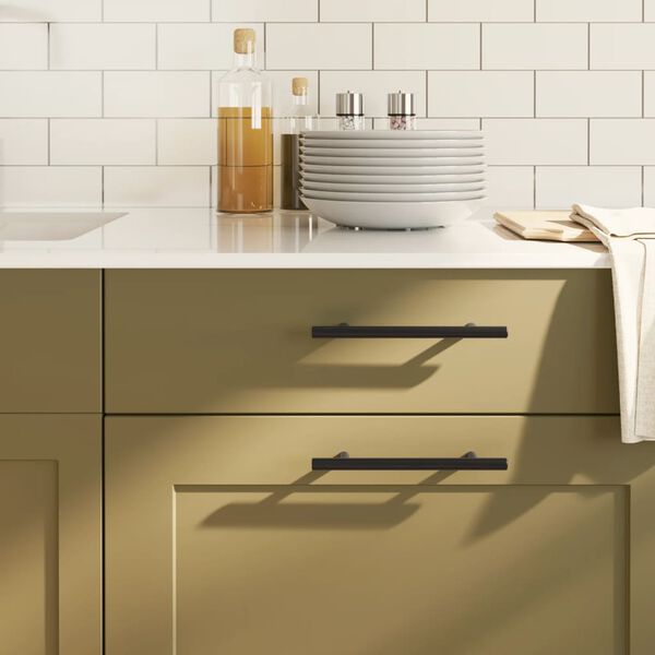 vidaXL Дръжки за шкафове, 20 бр, черни, 128 мм, неръждаема стомана