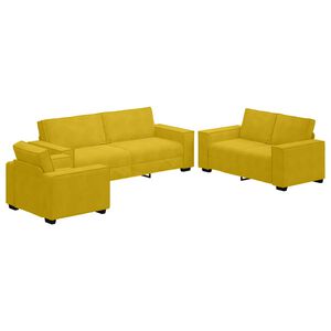 vidaXL Комплект дивани от 3 части с възглавници, жълт кадифе