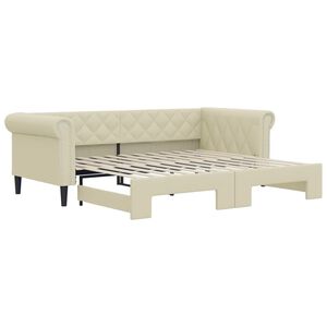 vidaXL Канапе с походно легло, кремаво, 90x200 см изкуствена кожа