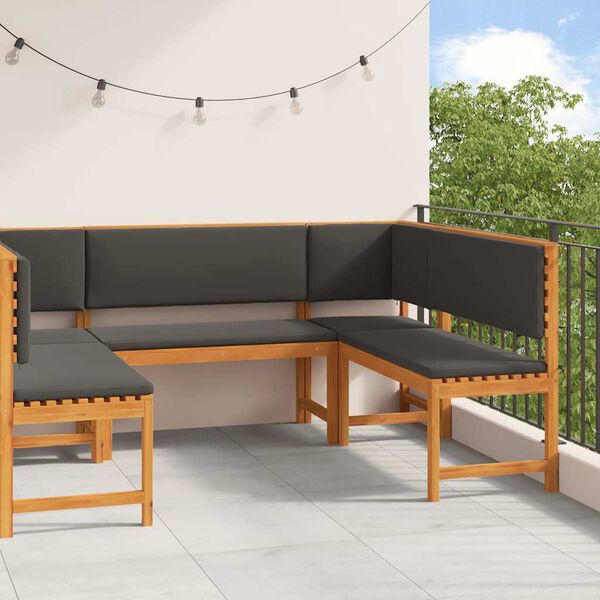 vidaXL Комплект градинска пейка 5 pcs Кафяво Акациево дърво масив