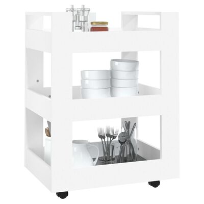 vidaXL Кухненска количка, бяла, 60x45x80 см, инженерно дърво