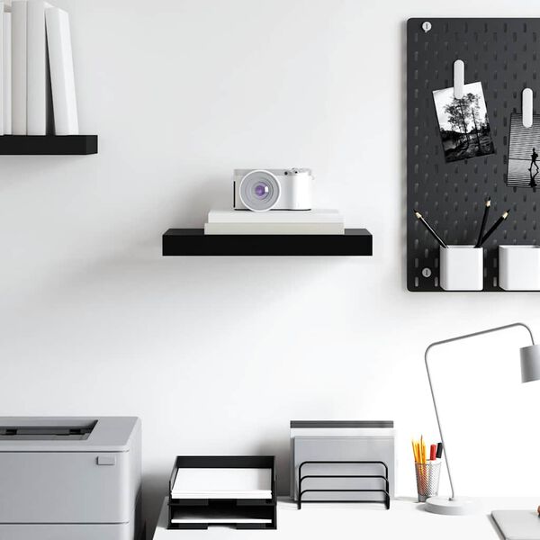 vidaXL Окачен стенен рафт, черен, 40x23x3,8 см, МДФ