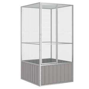 vidaXL Клетка за птици сива 111x107x211,5 см поцинкована стомана