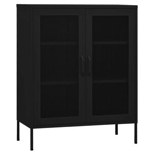 vidaXL Шкаф за съхранение, черен, 80х35х101,5 см, стомана