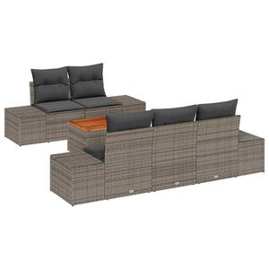 vidaXL Градински Софа Комплект с възглавница 6 pcs Сив полиратан