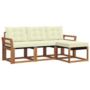 vidaXL Комплект дивани за открито 4 pcs Натурален и Крема