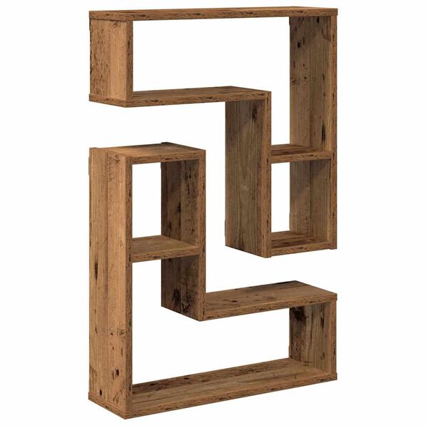 vidaXL Wall Cube Shelves 2 бр. старо дърво 50x15x50 cm