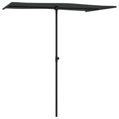 vidaXL Градински чадър с алуминиев прът, 180x110 см, черен
