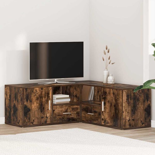 vidaXL Ъглов шкаф, опушен дъб, 200x40x45 см, инженерно дърво