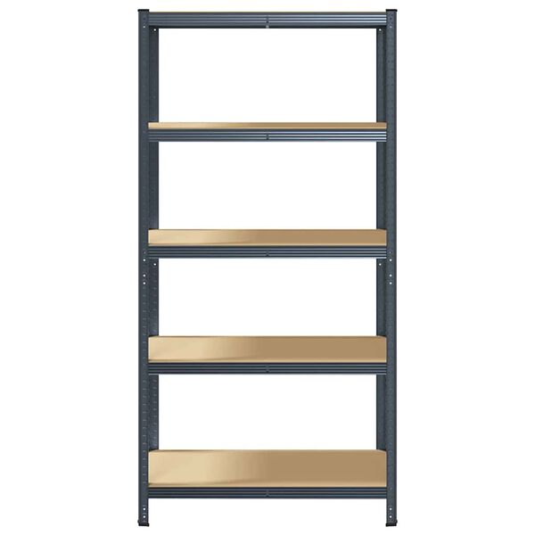 vidaXL Стелаж с 5 рафта, антрацит, стомана и инженерно дърво