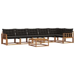 vidaXL Комплект дивани за открито 7 pcs Естествено и черно
