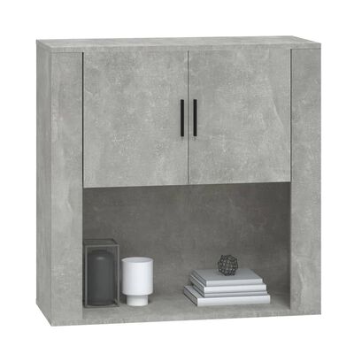 vidaXL Стенен шкаф, бетонно сив, 80x33x80 см, инженерно дърво