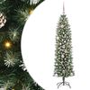 vidaXL Изкуствено Тънко Коледно Дърво с поставка Зелен и бял 150 cm