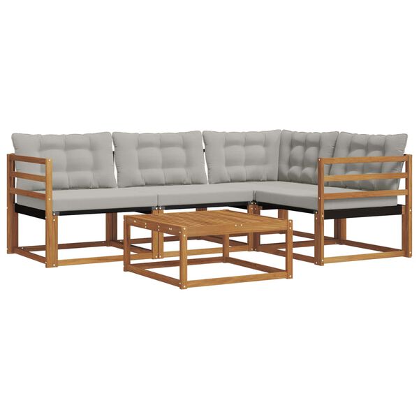 vidaXL Комплект дивани за открито 5 pcs Естествено и светло сиво