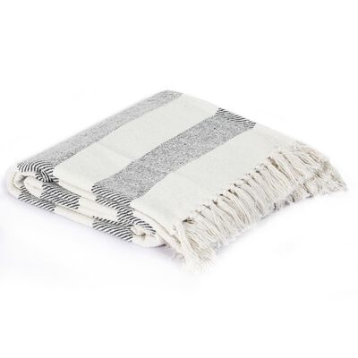 vidaXL Декоративно одеяло, памук, ивици, 220x250 см, антрацит