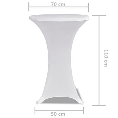 Еластични покривки за бар маси, диаметър 70 см, бели – 2 броя