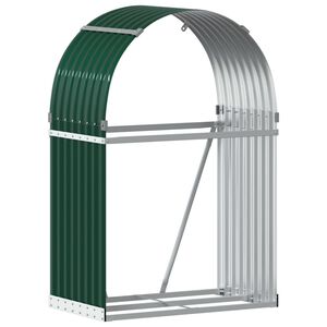 vidaXL Поставка за дърва, зелена, 80x45x120 см, поцинкована стомана