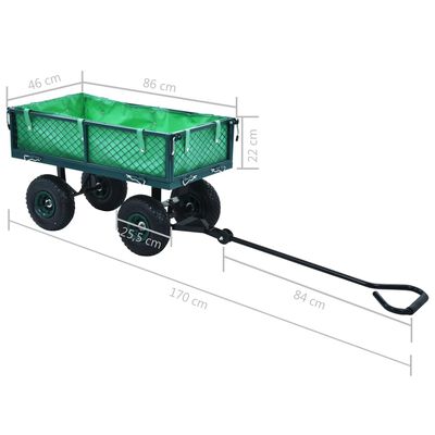 vidaXL Градинска ръчна количка, зелена, 250 кг