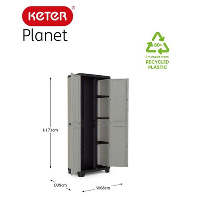 Keter Многофункционален шкаф за съхранение Planet, сиво и черно
