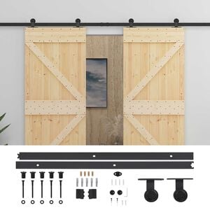 vidaXL Преплъзваща се врата 2 бр. 80 x 210 cm Масивна борова дървесина
